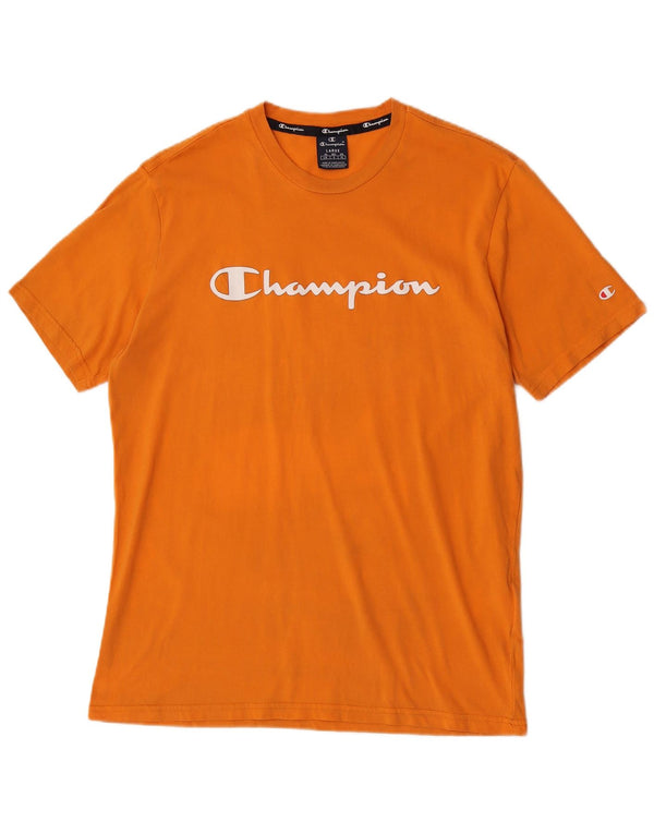 Camiseta masculina estampada Champion grande algodão laranja