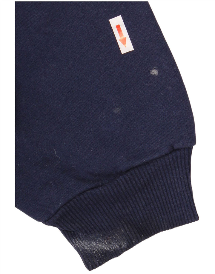 Camisola de gola polo masculina vintage Jumper XL azul marinho Colourblock poliéster