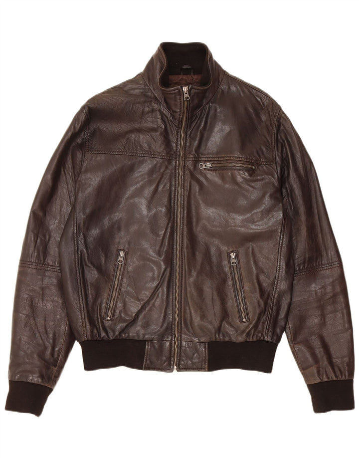 Jaqueta de couro bomber masculina On Spirit IT 48 couro marrom médio