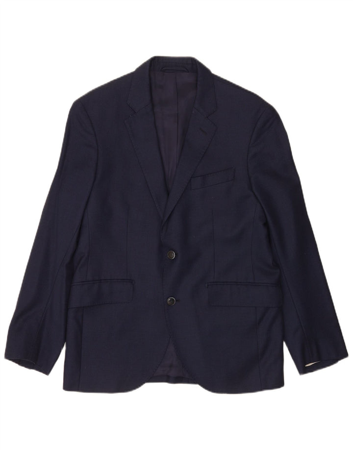 Jaqueta blazer masculina Hackett com 2 botões Reino Unido 40 grande lã azul marinho