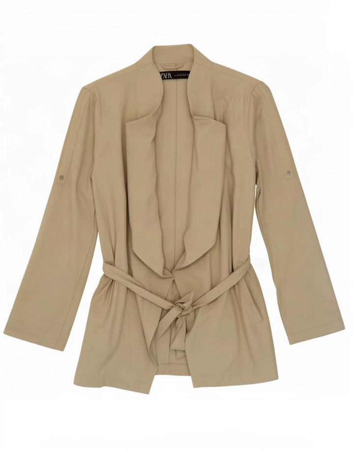 Jaqueta Blazer Feminina Zara Reino Unido 10 Pequena Viscose Bege