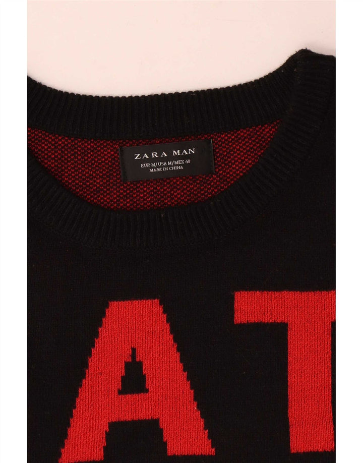 Zara Suéter masculino com gola redonda e gola redonda, médio vermelho colorblock nylon