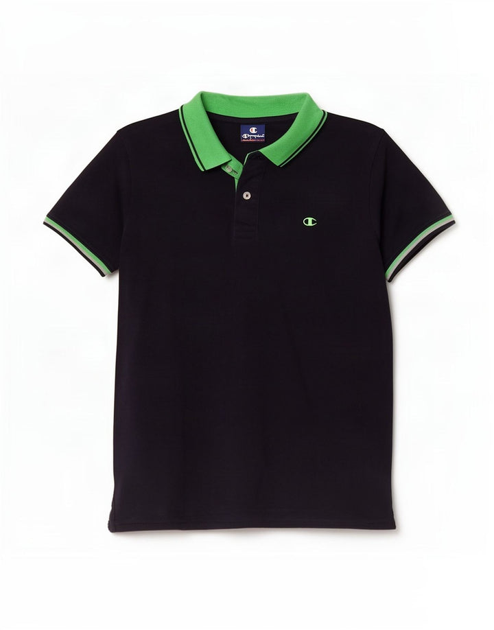 Camisa polo masculina de rugby Champion, algodão listrado azul marinho médio
