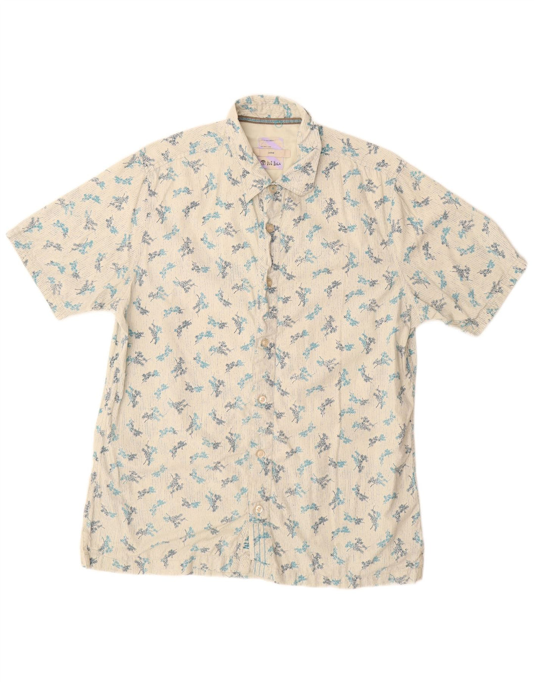 Camisa masculina de manga curta FAT FACE grande algodão floral branco