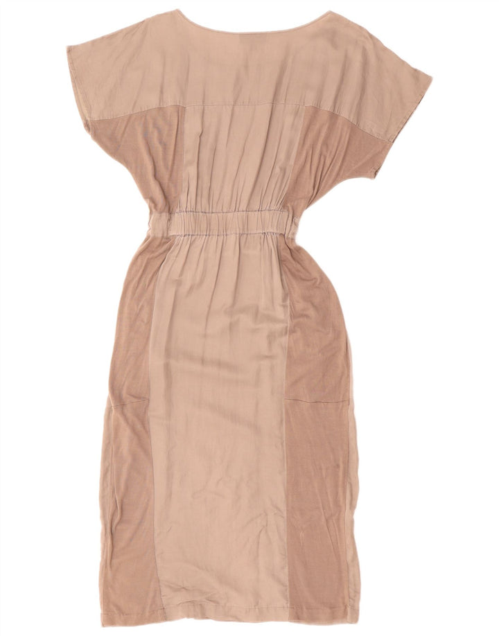 WAREHOUSE Vestido maxi feminino Batwing Reino Unido 12 algodão colorblock cinza médio