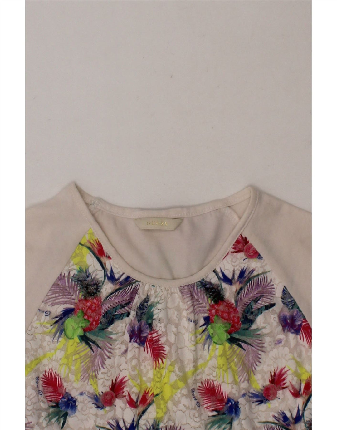 GUESS Girls T-Shirt Top 4-5 Years White Floral Cotton Vintage Guess and Second-Hand Guess from Messina Hembry 