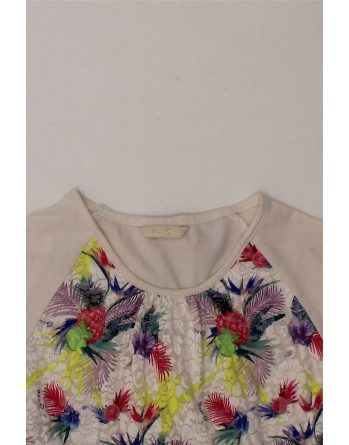 GUESS Girls T-Shirt Top 4-5 Years White Floral Cotton Vintage Guess and Second-Hand Guess from Messina Hembry 