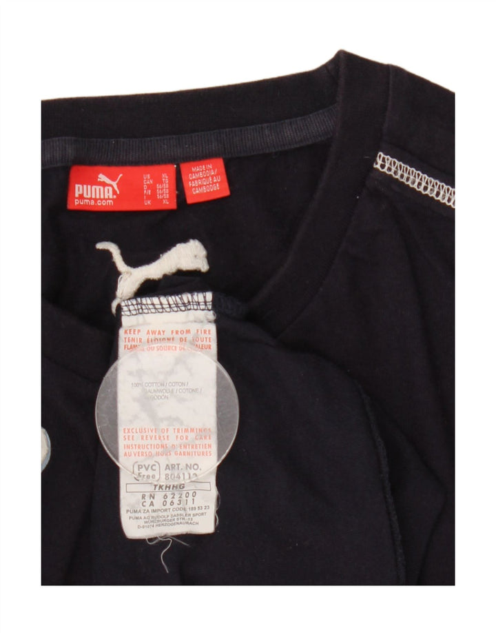 Puma Mens Graphic Top Manga Longa XL Azul Marinho Algodão
