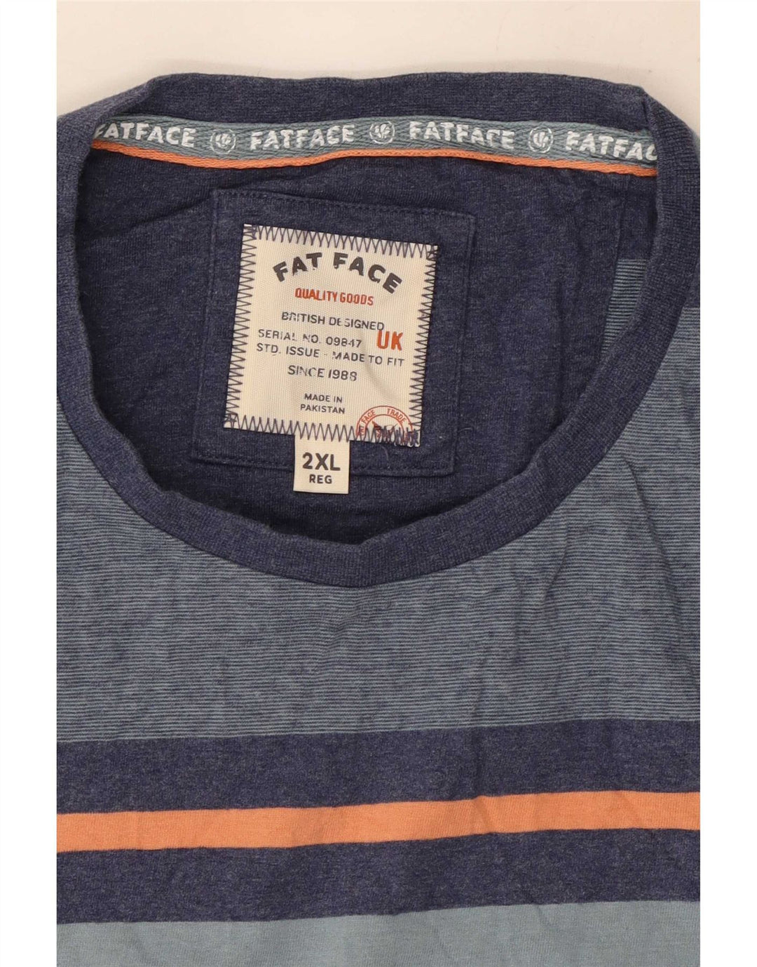 Camiseta masculina Fat Face Top 2XL listrado azul