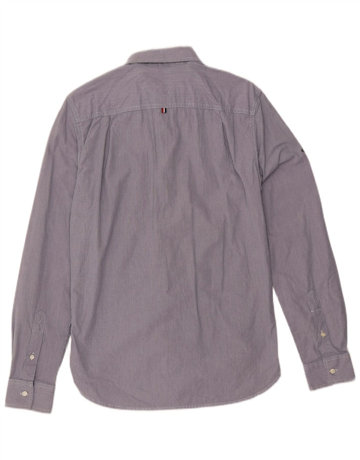 Camisa masculina SUPERDRY sob medida pequena listrada roxa de algodão