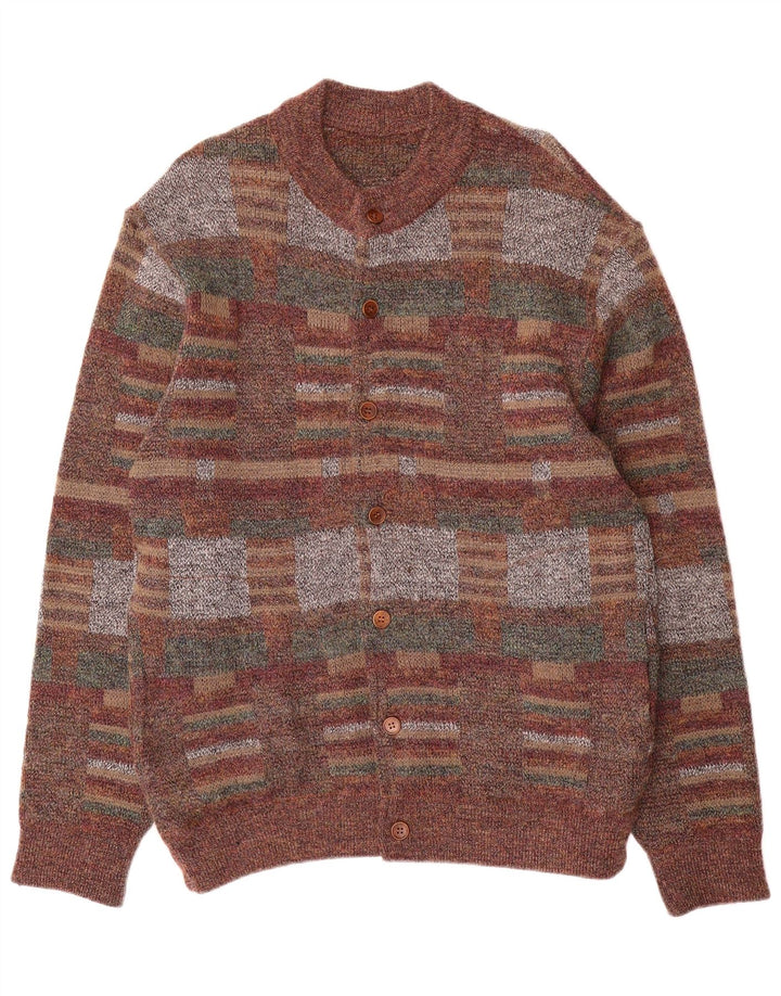 Suéter Cardigan Masculino Vintage Médio Multicolorido Geométrico