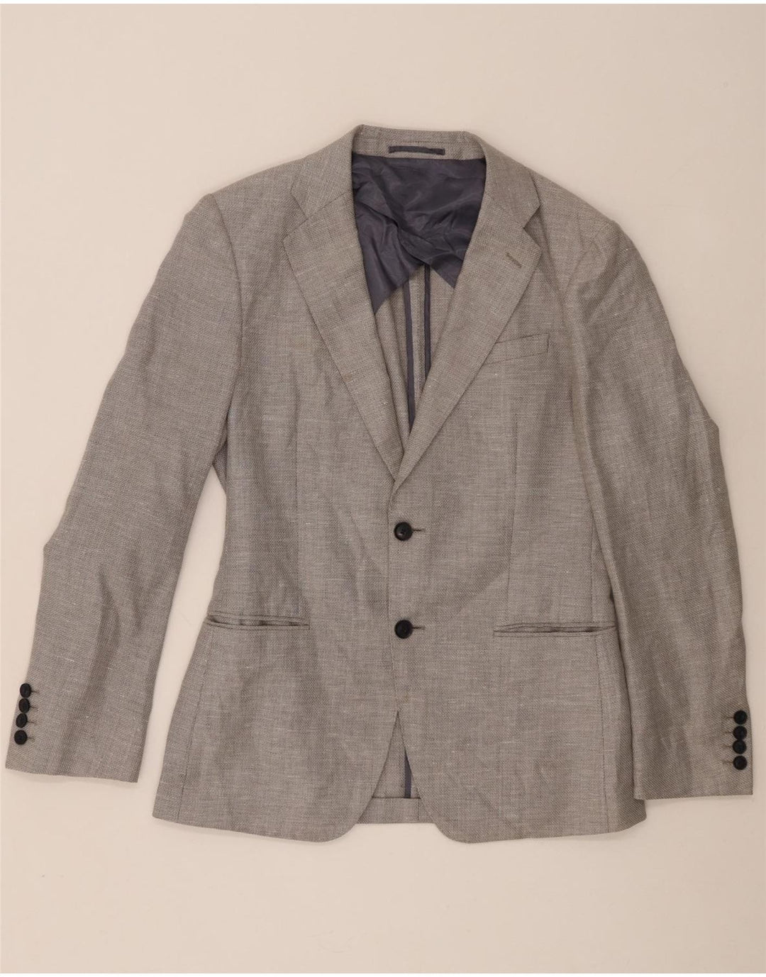 Jaqueta Blazer Masculina Reiss com 2 Botões Reino Unido 38 Lã Cinza Médio