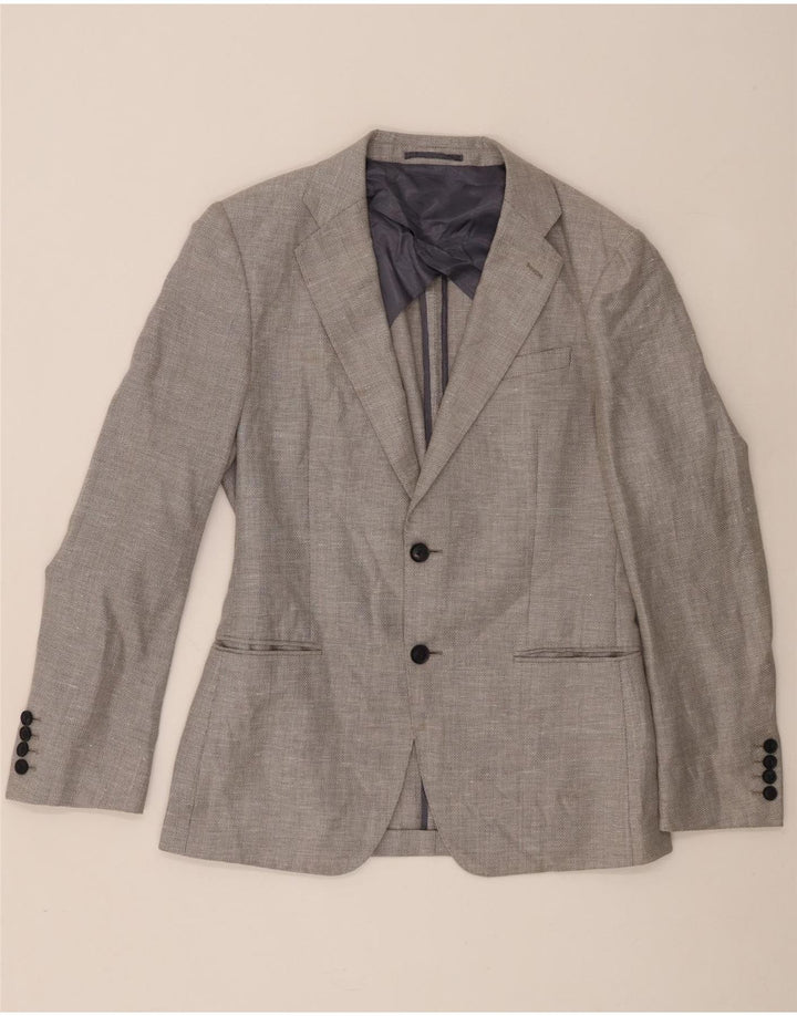 Jaqueta Blazer Masculina Reiss com 2 Botões Reino Unido 38 Lã Cinza Médio