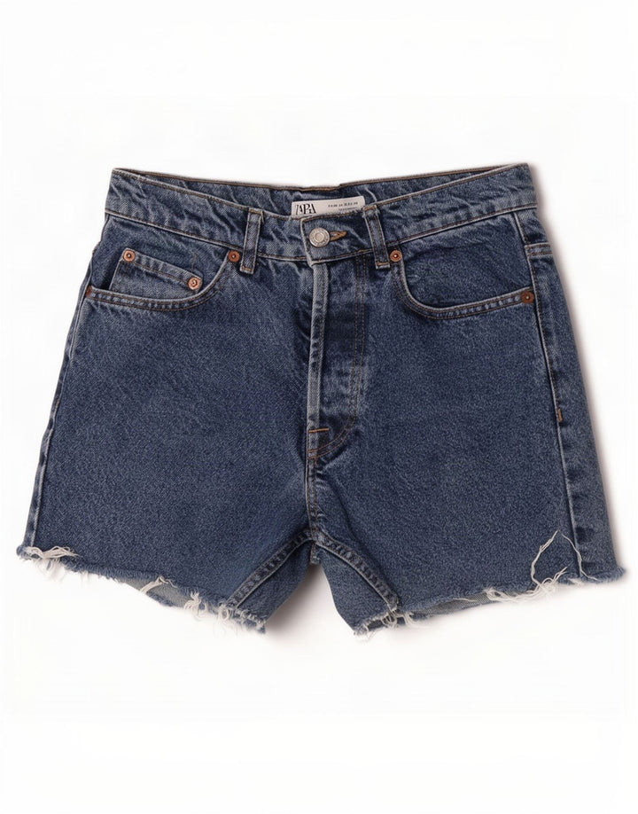 Zara Mens Denim Shorts EU 38 Pequeno W30 Azul