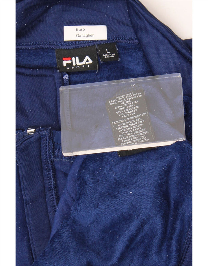 Jaqueta feminina FILA Tracksuit Top UK 16 grande poliéster azul marinho