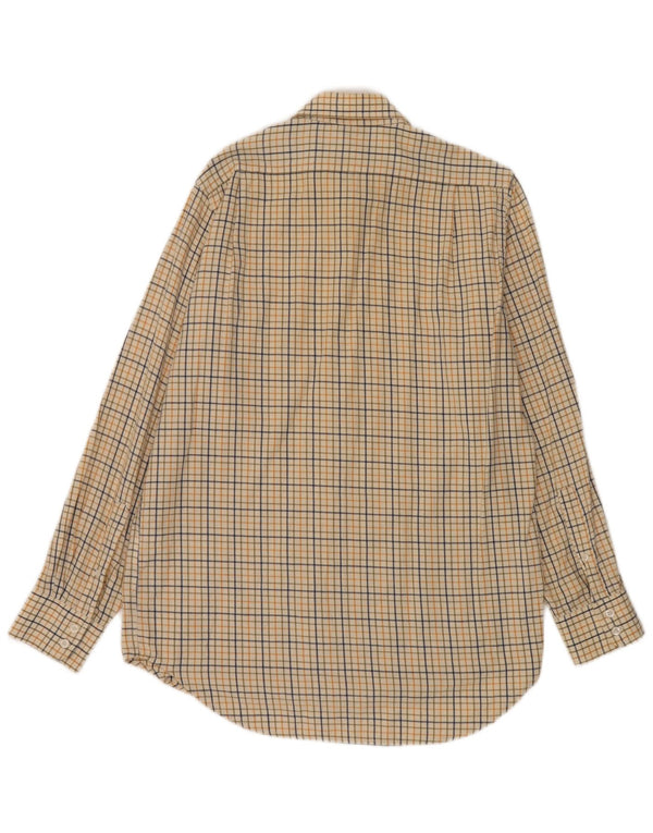 Camisa masculina Musto Regular Fit tamanho 15 1/2 algodão xadrez amarelo médio