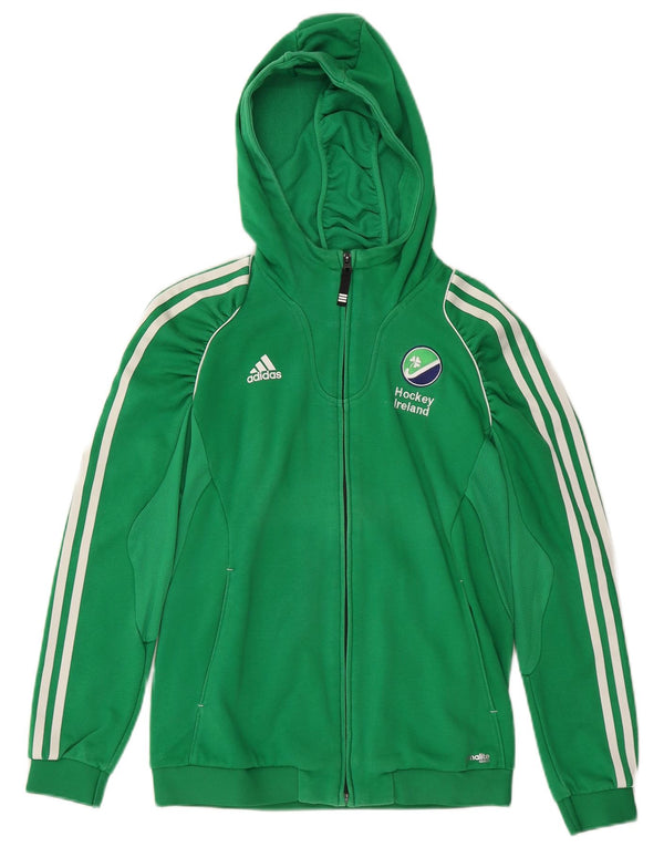 ADIDAS Womens Ireland Zip Hoodie Sweater Reino Unido 14 Grande Algodão Verde