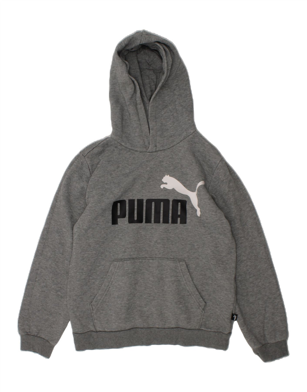 PUMA Boys Graphic Hoodie Jumper 11-12 Years Grey Cotton Vintage Puma and Second-Hand Puma from Messina Hembry 