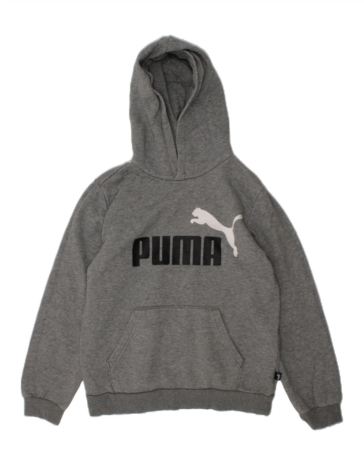 PUMA Boys Graphic Hoodie Jumper 11-12 Years Grey Cotton Vintage Puma and Second-Hand Puma from Messina Hembry 