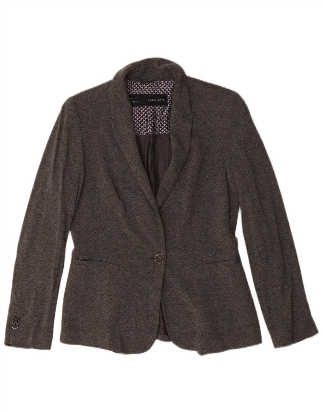 Jaqueta blazer feminina Zara com 1 botão Reino Unido 14 acetato cinza médio