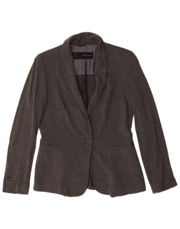 Jaqueta blazer feminina Zara com 1 botão Reino Unido 14 acetato cinza médio