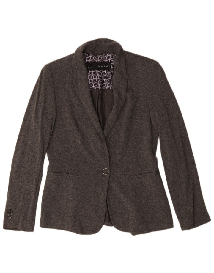 Jaqueta blazer feminina Zara com 1 botão Reino Unido 14 acetato cinza médio