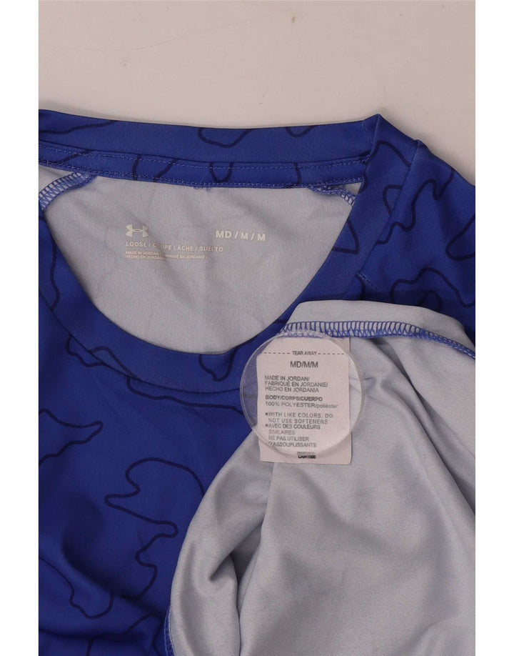 Camiseta masculina Under Armour Loose Fit Top poliéster geométrico azul médio