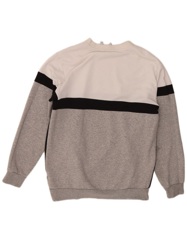 Adidas Mens Graphic Moletom Jumper Grande Cinza Colorblock Algodão