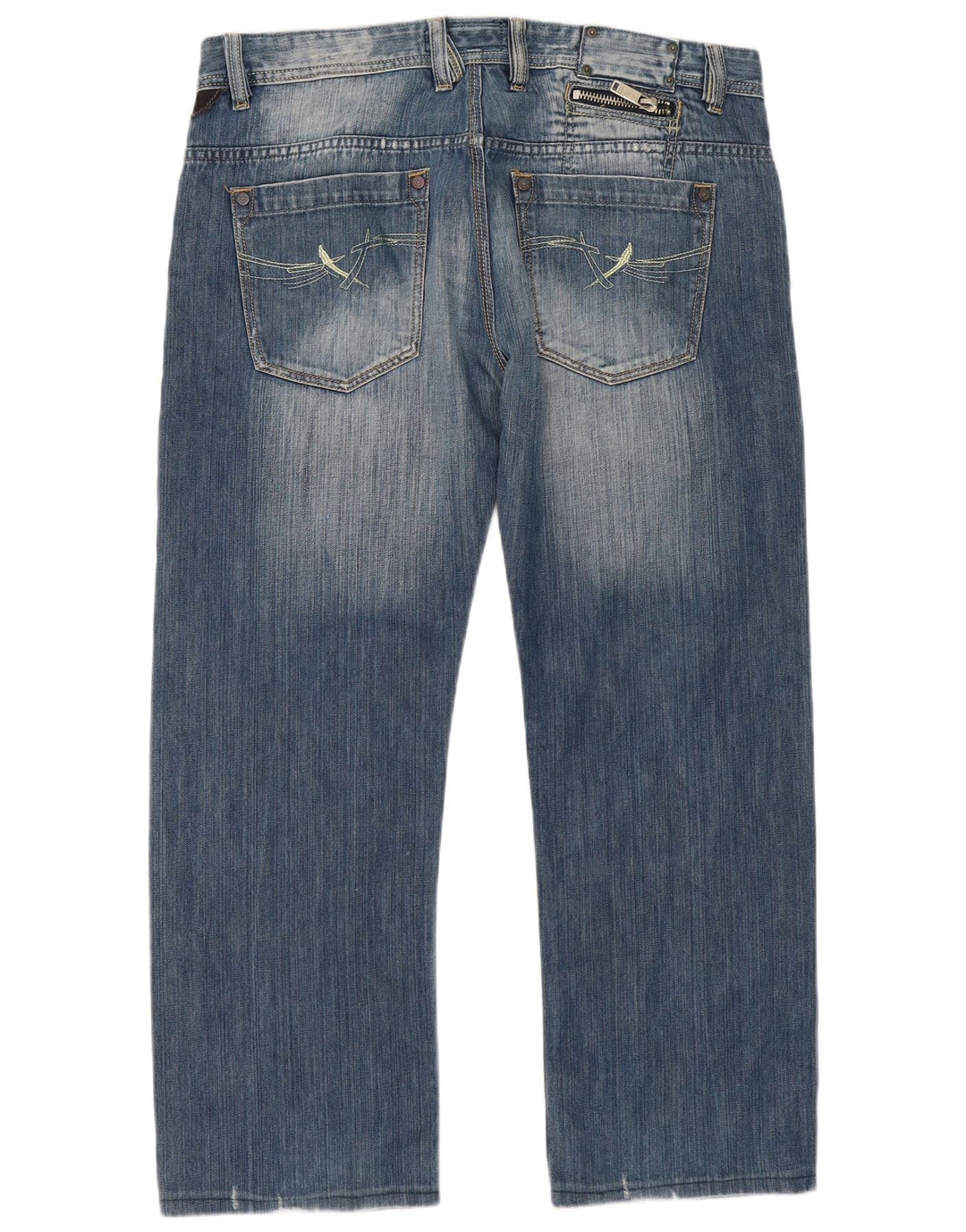 Jeans retos masculinos vintage W40 L30 algodão azul