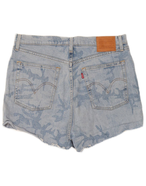 Shorts jeans feminino cintura alta Levi's W32 grande camuflagem azul