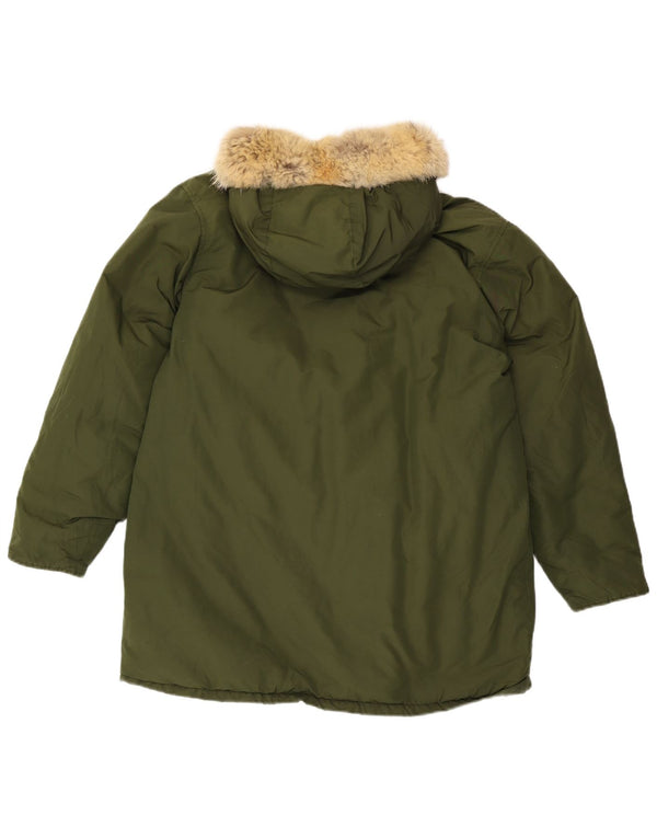 Jaqueta acolchoada masculina Woolrich com capuz Reino Unido 40 algodão verde grande