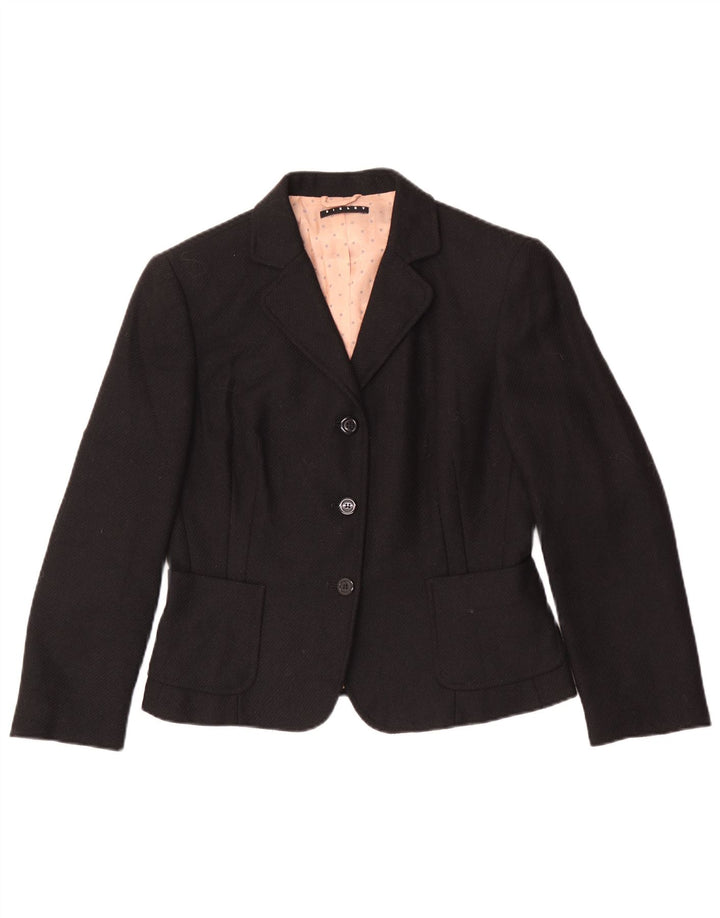 Jaqueta blazer feminina Sisley com 3 botões IT 46 grande lã preta