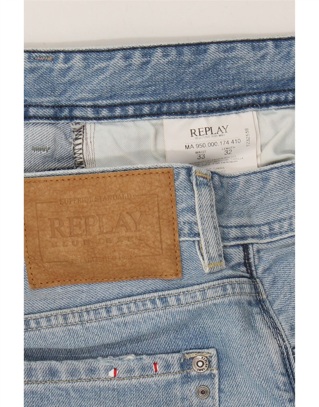 REPLAY Mens Rob Straight Jeans W33 L28 Blue Cotton Vintage Replay and Second-Hand Replay from Messina Hembry 