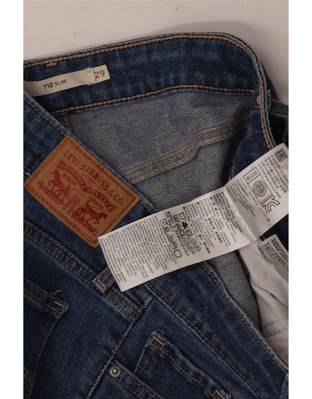 LEVI'S Feminino 712 Crop Slim Jeans W29 L24 Azul Algodão