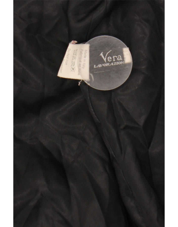 Casaco de couro feminino vintage IT 44 médio preto