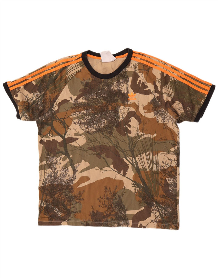 Camiseta masculina Adidas grande algodão camuflado multicolorido