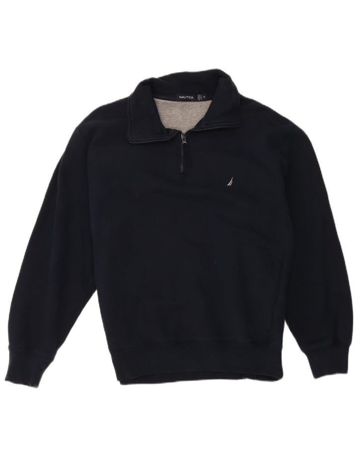 Nautica moletom masculino com zíper e gola alta algodão azul marinho médio