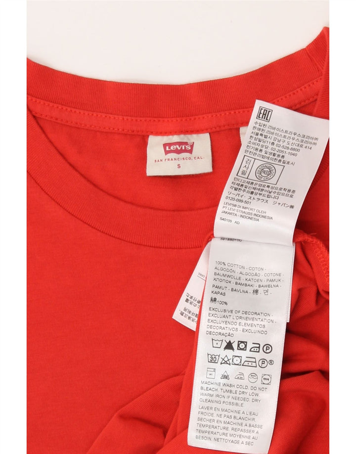 Camiseta feminina Levi's Top UK 10 pequeno algodão laranja