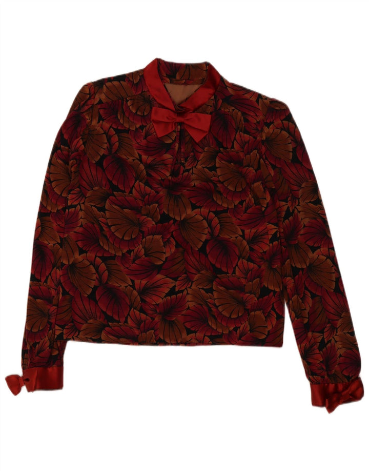 Blusa feminina vintage pulôver UK 16 grande floral vermelho