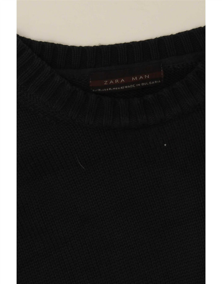 Zara Suéter masculino com gola redonda XL preto