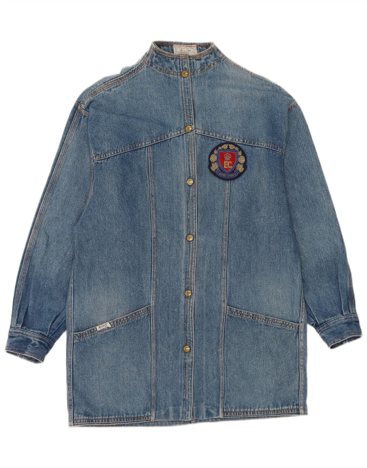 Jaqueta jeans feminina vintage UK 14 azul médio
