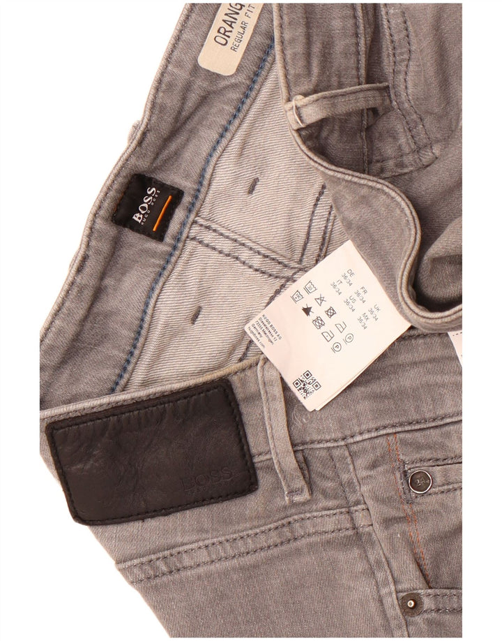 Hugo Boss Masculino Regular Fit Jeans Reto W36 L34 Algodão Cinza