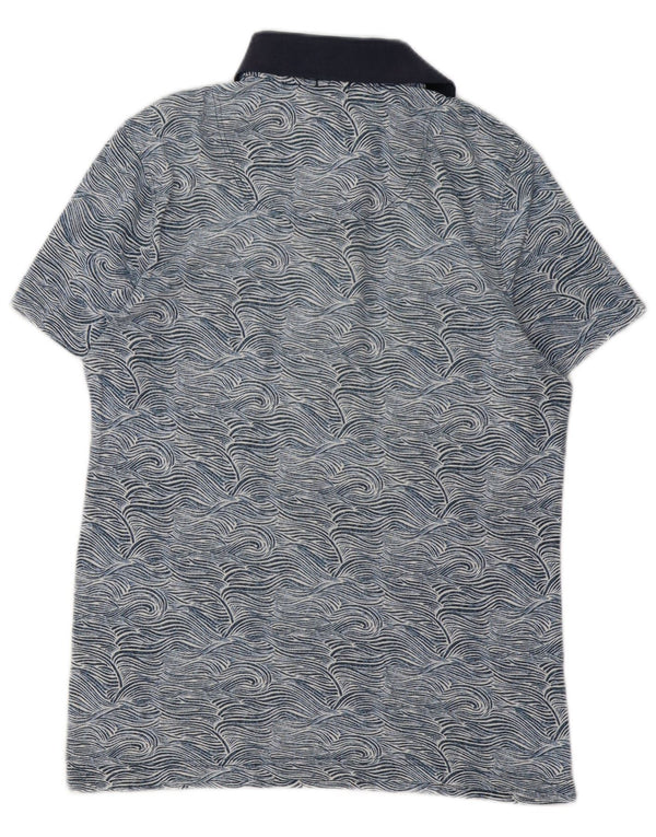 Camisa polo masculina Abercrombie & Fitch Muscle Abstract Pattern azul médio