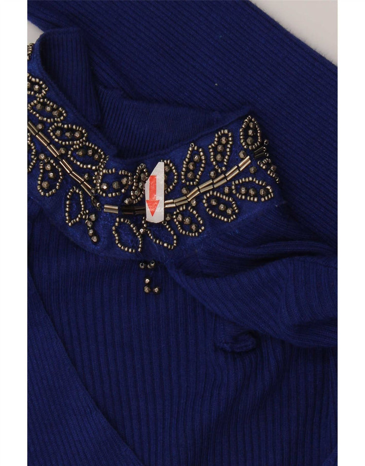 Top curto feminino Oasis Reino Unido 8 viscose azul pequena