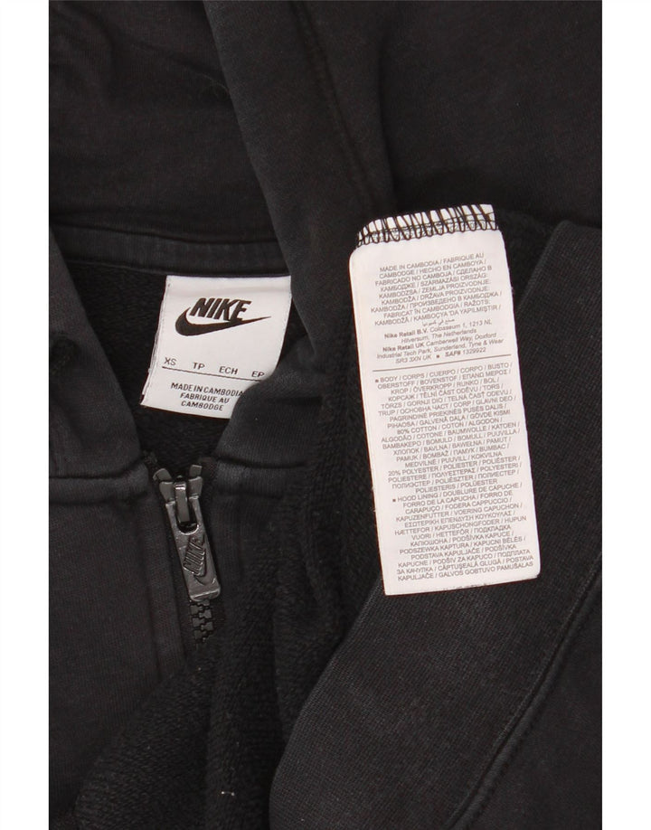 Suéter feminino Nike com capuz e zíper grande UK 6 XS preto algodão
