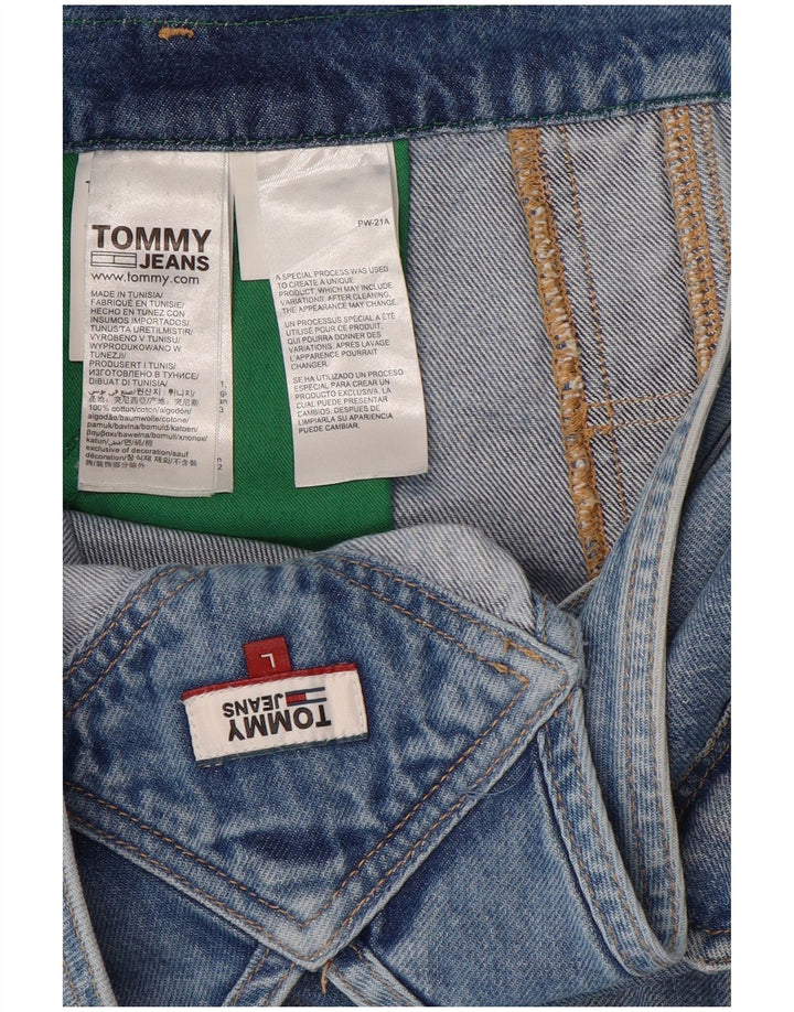 Shorts jeans feminino TOMMY HILFIGER com macacão desgastado Reino Unido 16 grande azul