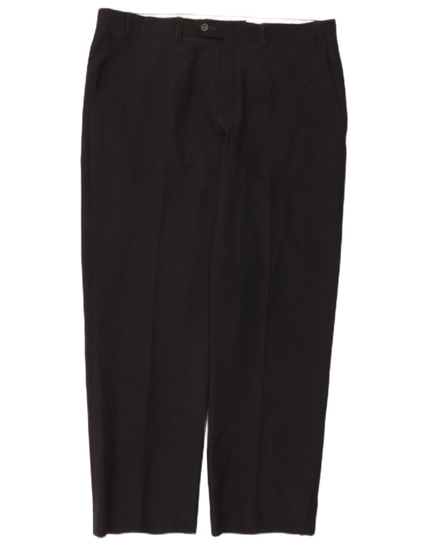 Calça masculina de terno reto sob medida Marks & Spencer W36 L29 azul marinho