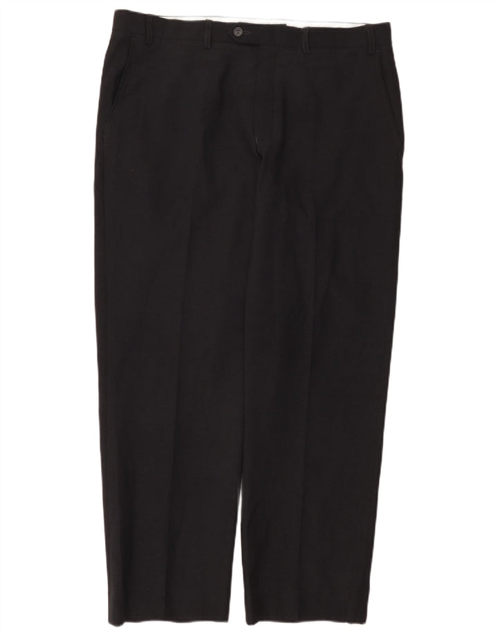 Calça masculina de terno reto sob medida Marks & Spencer W36 L29 azul marinho
