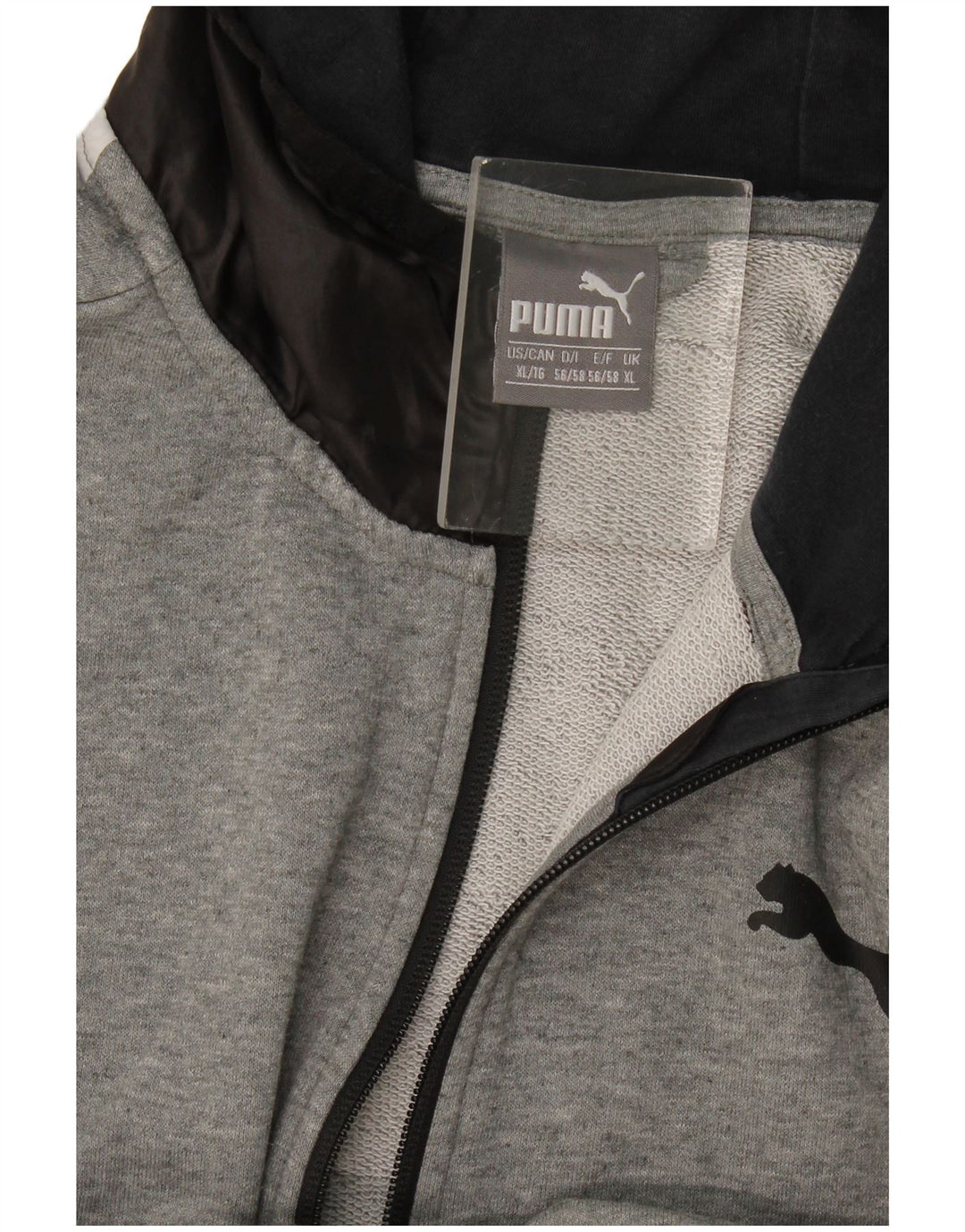 Suéter Puma masculino com capuz e zíper XL cinza bloco colorido