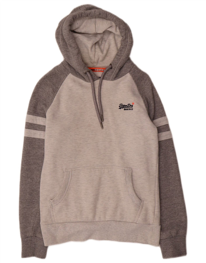 SUPERDRY moletom com capuz masculino XS cinza colorblock algodão
